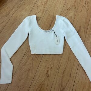 Babaton Cream Long Sleeve Fitted Bodysuit